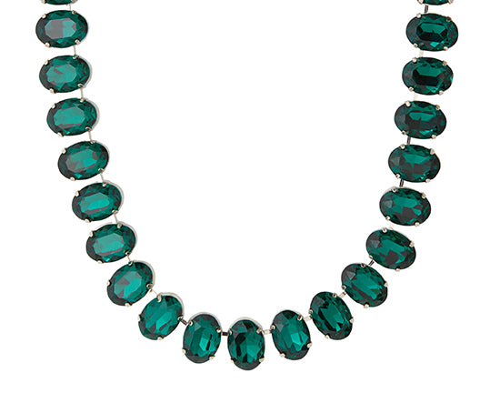Grande Oval Crystal Necklace Emerald